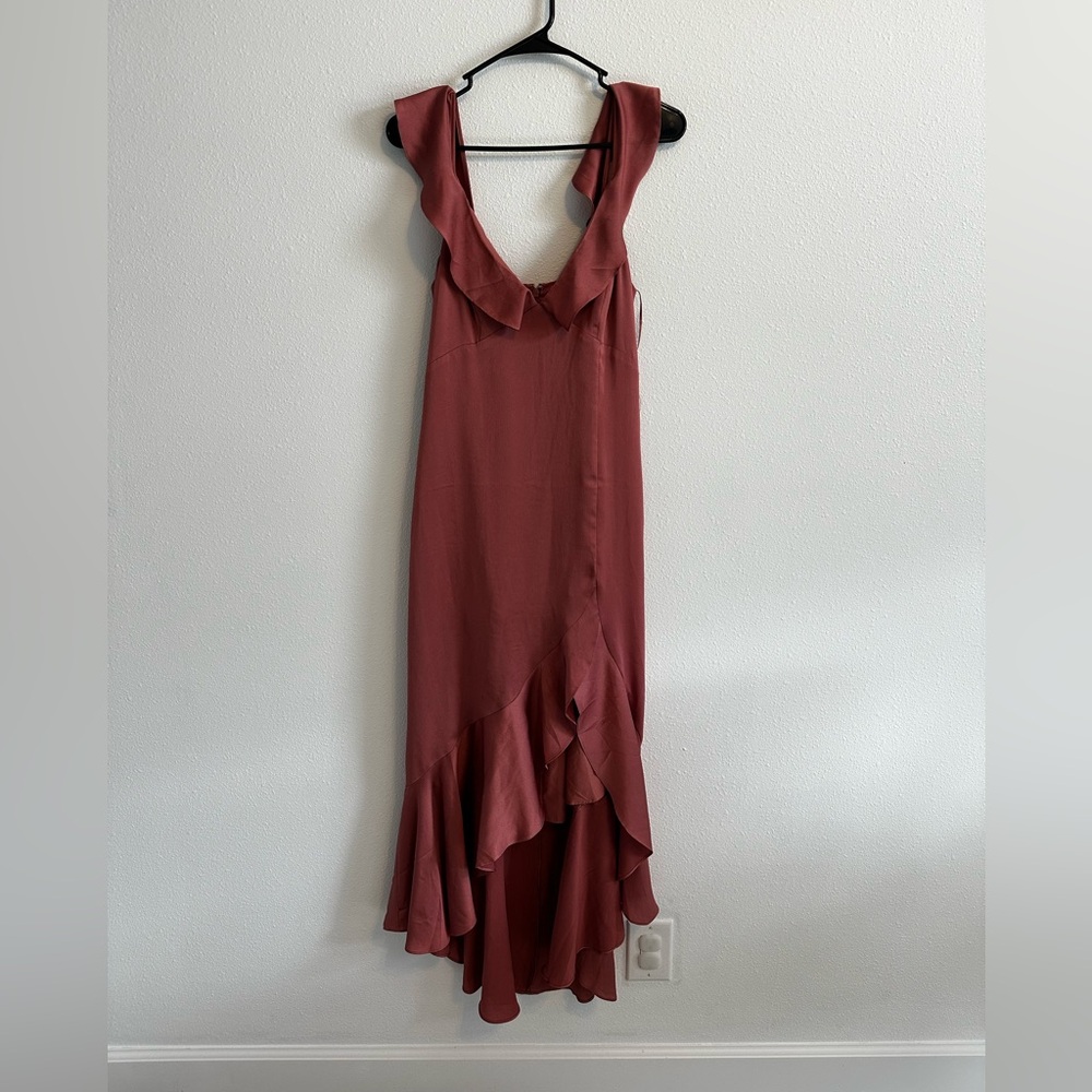 Express Asymmetrical Ruffle Dress - Mauve